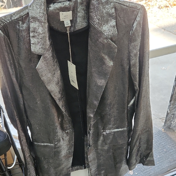 Zara Jackets & Blazers - A New Day Metallic Silver Blazer